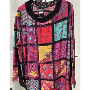 Vintage Carole Little Top Women’s Sz 10 Floral Intricate German Rayon Fabric USA